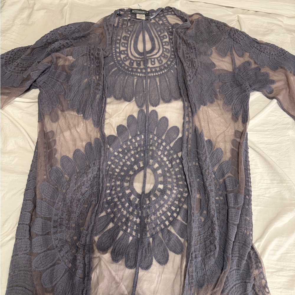 Sheer Lace Open-Front